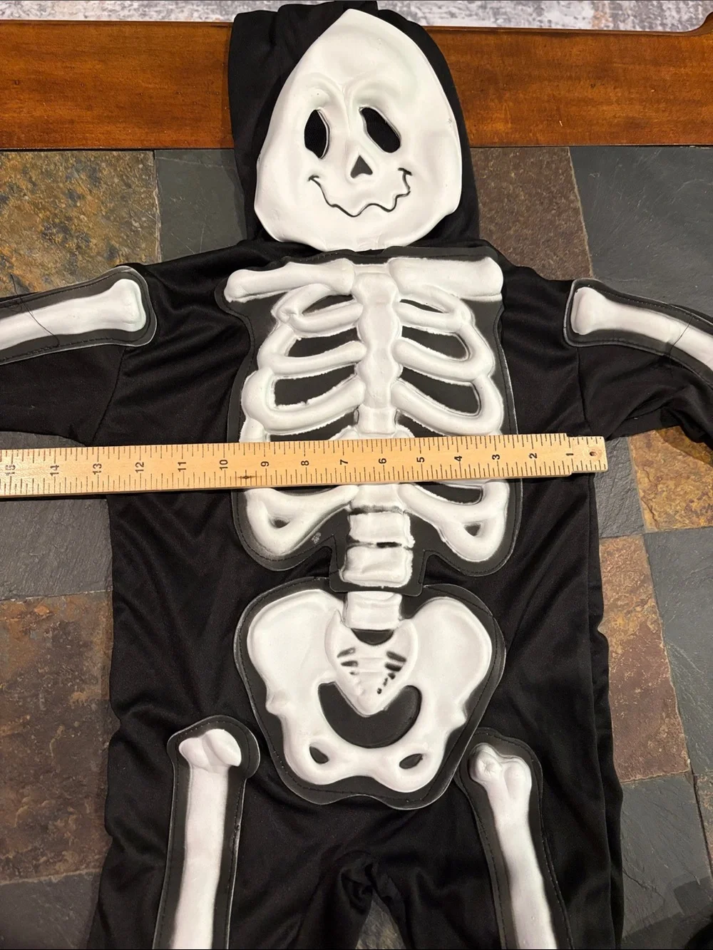 Spirit Black and White Kids Skeleton Costume with Hood and Gloves size large kid